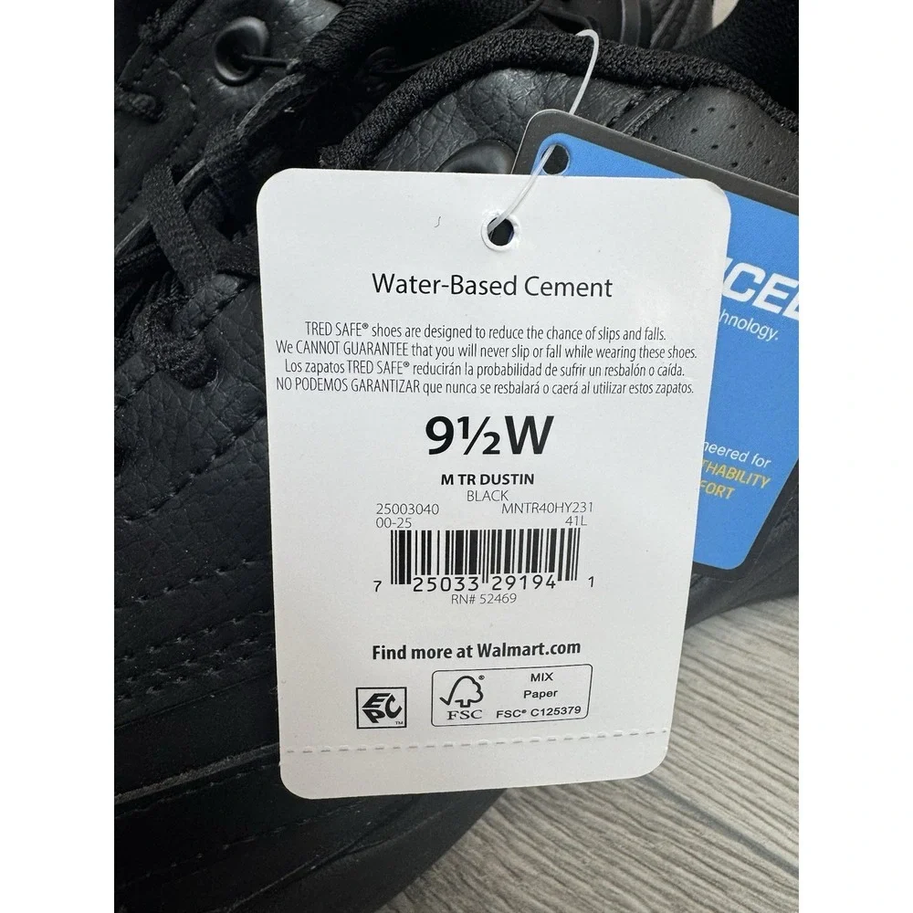 Treadsafe Dustin Non Slip Shoes Men's 9.5 Wide Black Leather Performance Sneaker - Picture 9 of 11